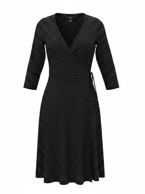 The Limited  Black and White Polka Dot Midi Wrap Dress Size Medium
